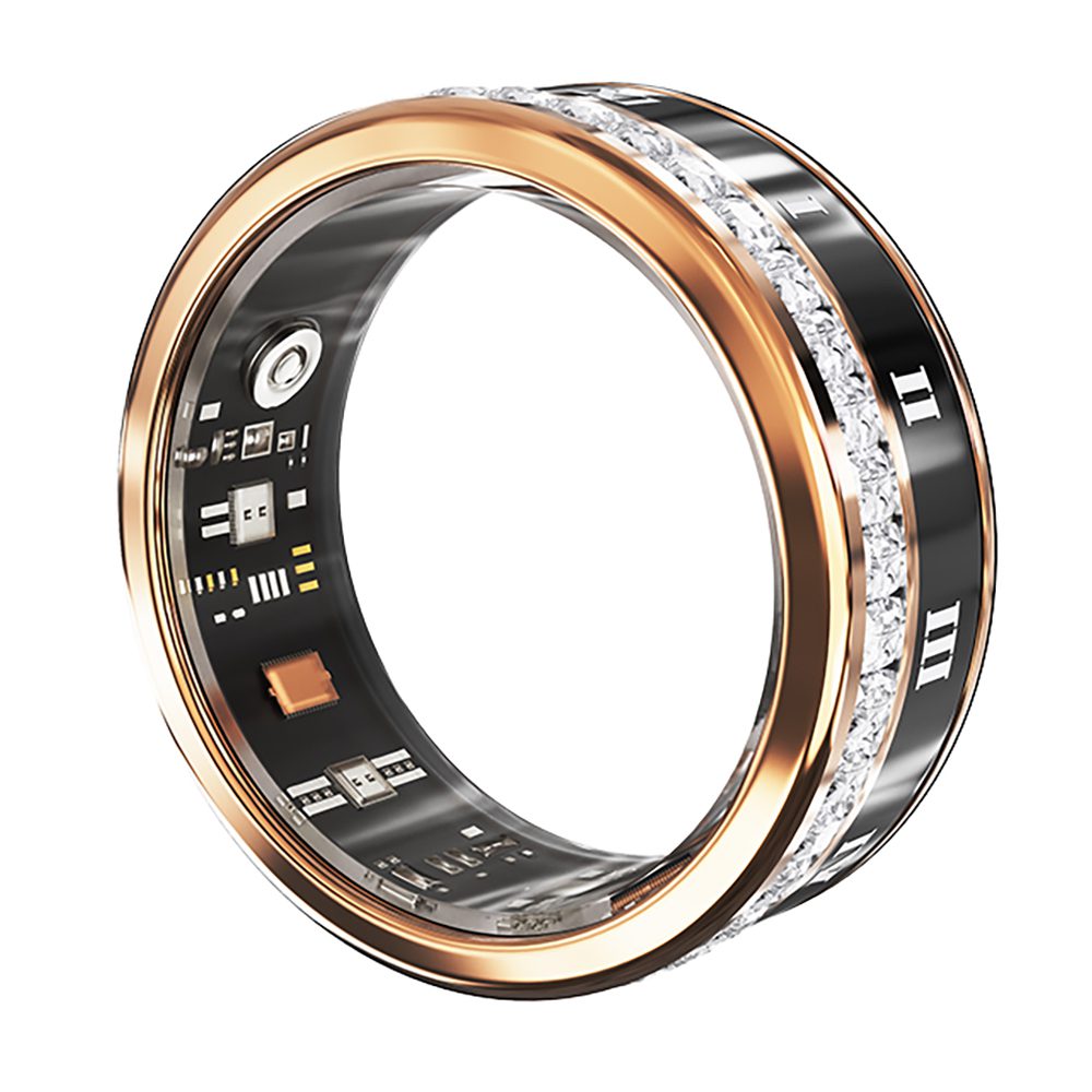 انگشتر هوشمند نگین دار تیتانیوم مدل رنگ رزگلد V2 smart ring